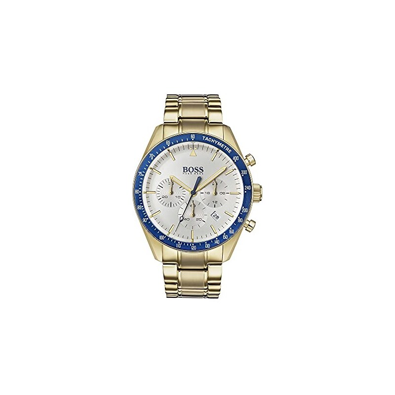 Hugo boss orologio cronografo quarzo uomo con cinturino in placcato oro  1513631 amazon accessori cronografi grigio - Stileo.it